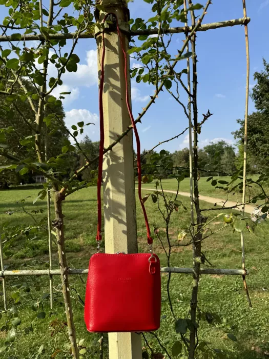 KABELKA KOŽENÁ MALÁ CROSSBODY červená VERA PELLE