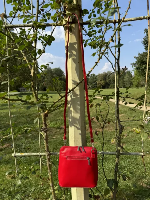KABELKA KOŽENÁ MALÁ CROSSBODY červená VERA PELLE