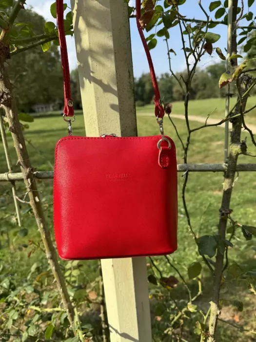 KABELKA KOŽENÁ MALÁ CROSSBODY červená VERA PELLE