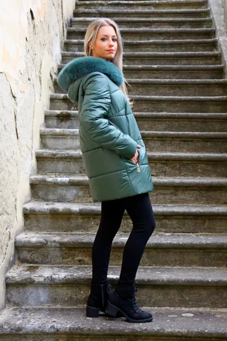 ZIMNÍ BUNDA TAYLOR zelená s pravou kožešinou GETEX ZIMNÍ BUNDA TAYLOR zelená s pravou kožešinou GETEX