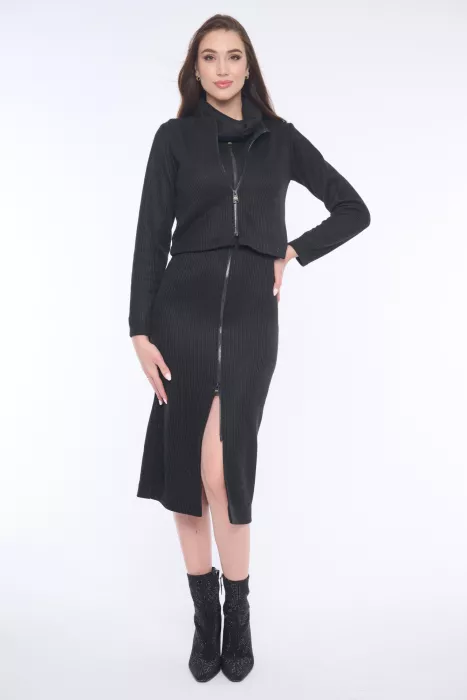 CROP TOP NA ZIP černá 754-129 | 36, 42