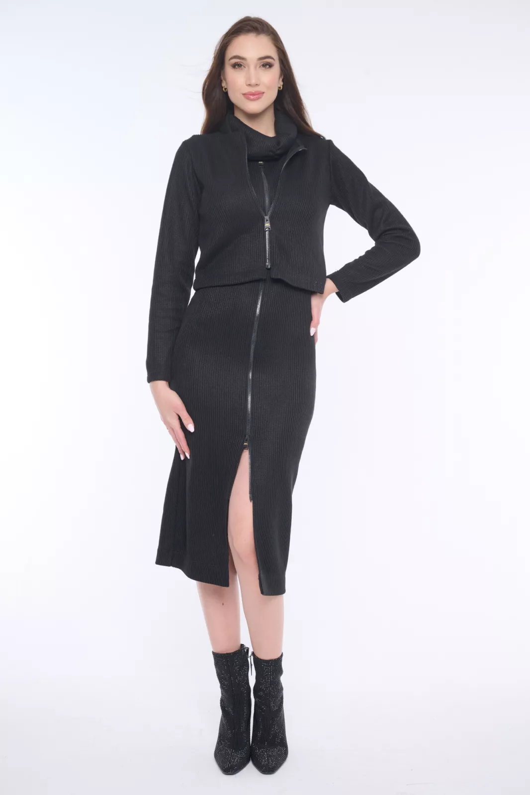 CROP TOP NA ZIP černá 754-129 INFINITE
