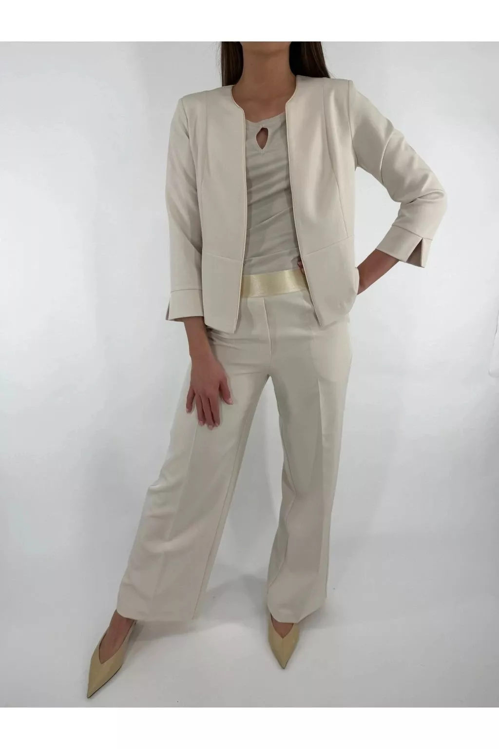 Kalhoty do gumy Elon Classic Fashion krémová 516