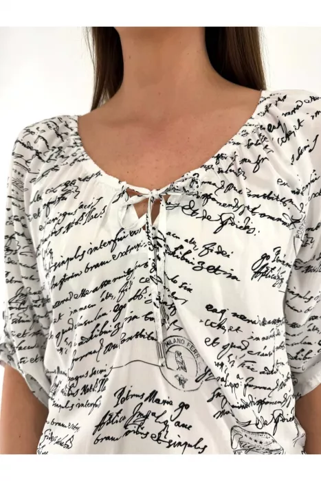 Lehká tunika Elon Classic Fashion bílá černá písmena 61606
