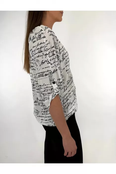 Lehká tunika Elon Classic Fashion bílá černá písmena 61606