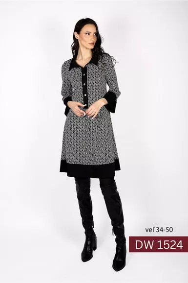 ŠATY černobílý vzor 1524 | 36, 40, 44, 46