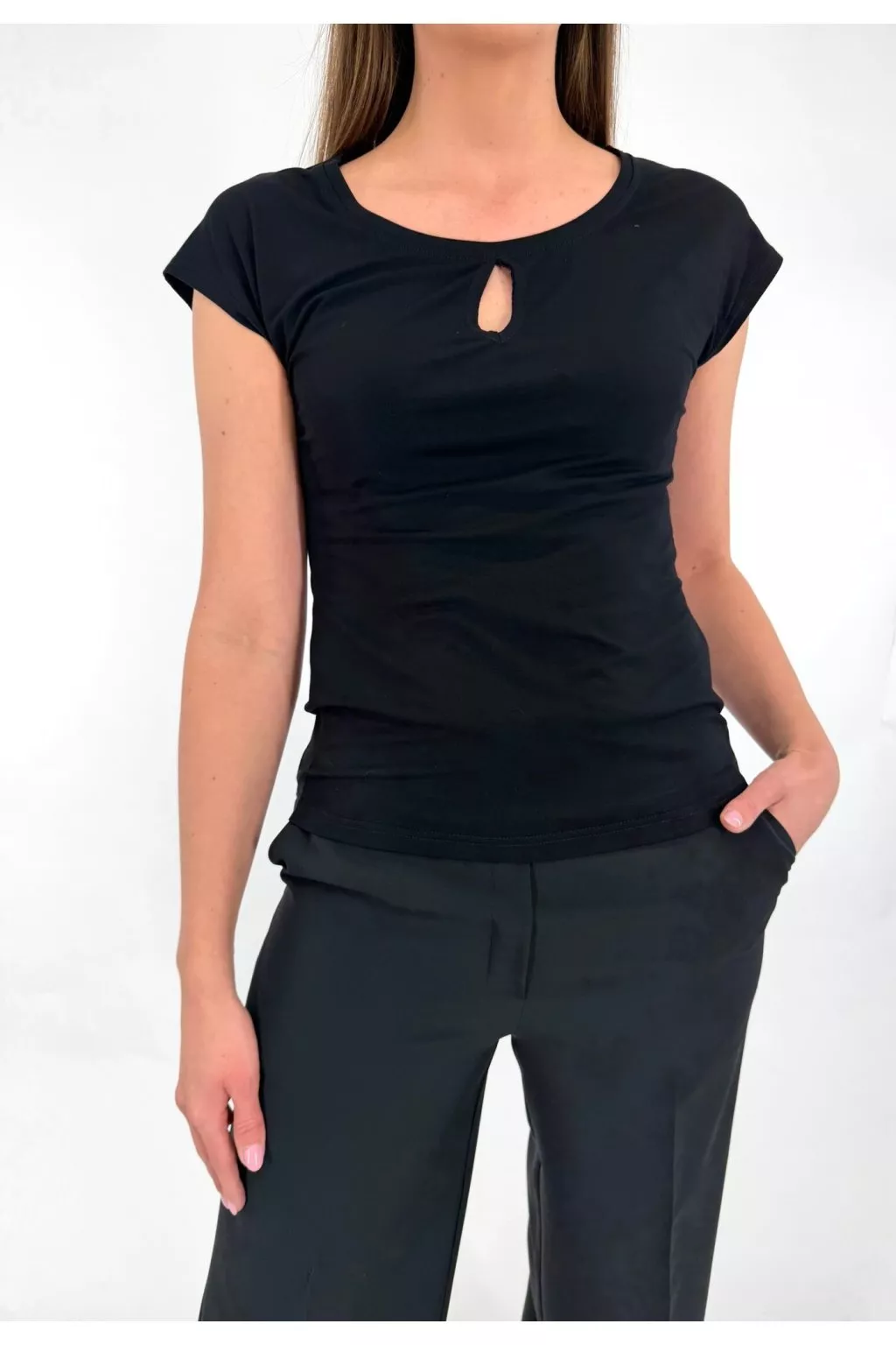 Triko kr.r. se slzou Elon Classic Fashion černá 62106/L