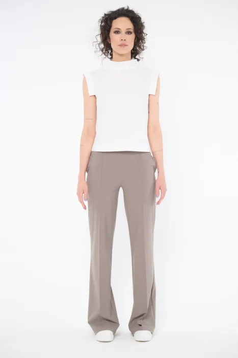 Kalhoty klasické s puky INFINITE taupe 463-813B