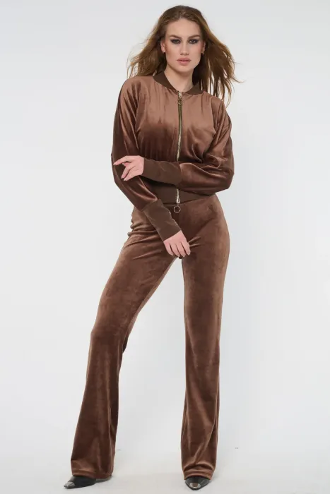 Kalhoty samet INFINITE 363-6 hnědá 463-809 | 34, 36, 40