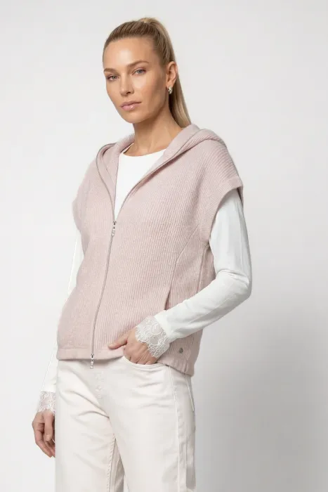 Pletená vesta MONARI se zipem růžová 809911 | 34, 36, 38, 40