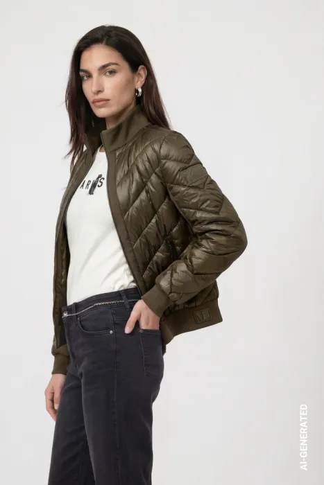 Bunda s neoprenem MONARI olivová 809755 Bunda s neoprenem MONARI olivová 809755