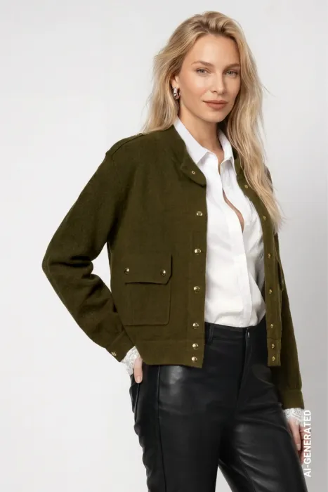 Kardigan se zlatými knoflíky MONARI olivová 809935 Kardigan se zlatými knoflíky MONARI olivová 809935