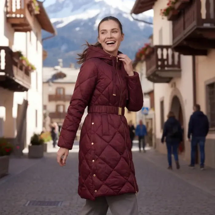 Prošívaný kabát FC vínová CI6121 FC moda Milano