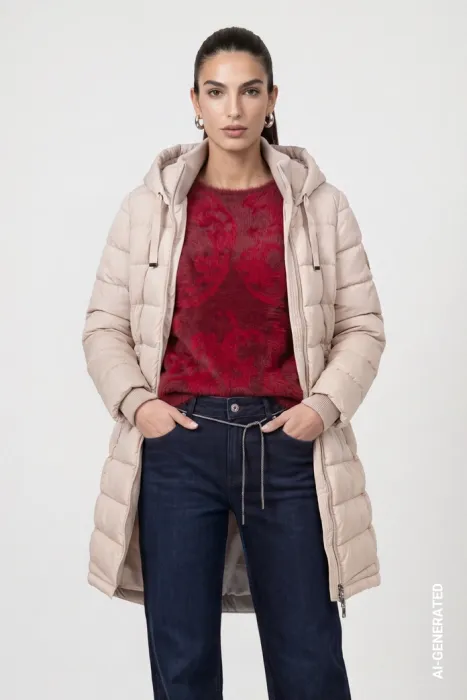 Prošívaný kabát s lurexem MONARI cappuccino 810011 | 36, 38, 40, 42