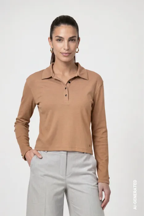 Tričko polo s dl r. Monari béžová 809817 | 40
