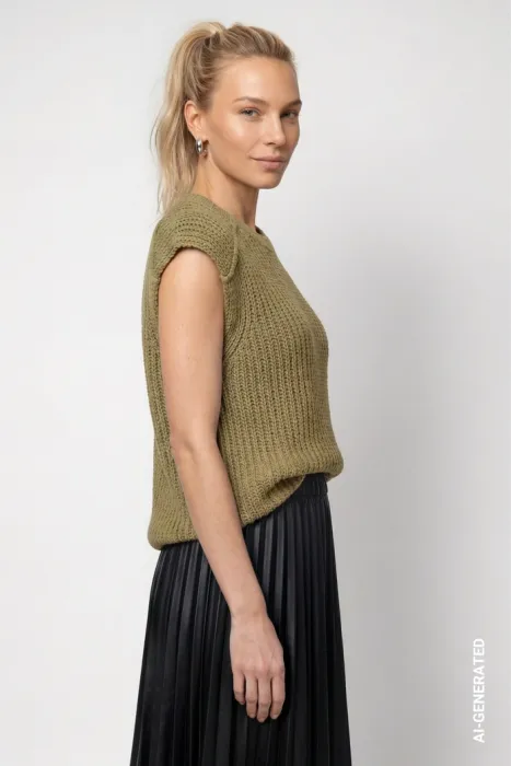 Vesta s broží MONARI zelená 809941