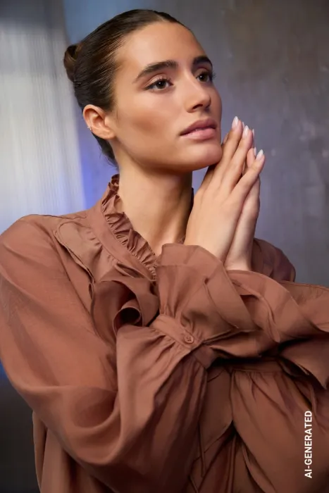 Halenka s volánky MONARI - hnědá
