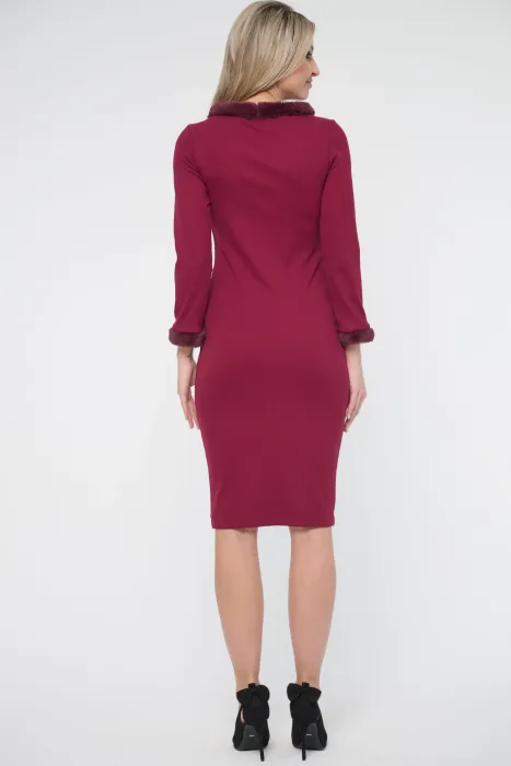 Šaty s kožešinou INFINITE vínová 364-651